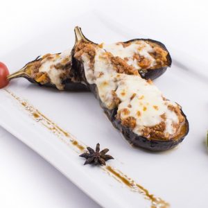 Baked aubergine Bolognese