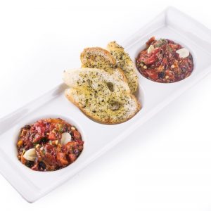 Chopped baked red pepper with garlic and dill